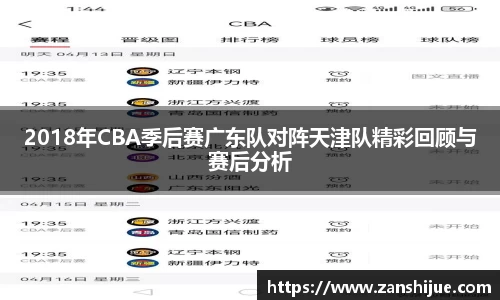 2018年CBA季后赛广东队对阵天津队精彩回顾与赛后分析